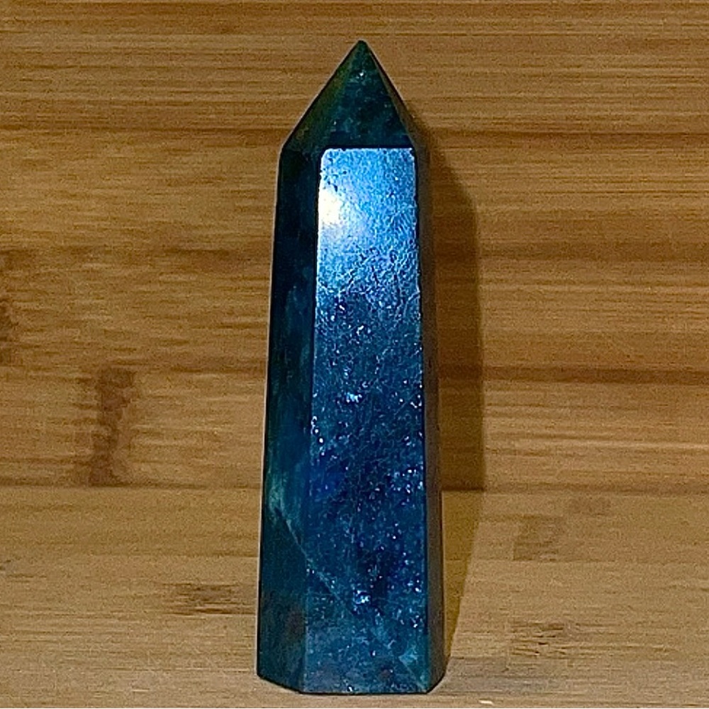 💙 BRILLIANT NEON BLUE GEMMY APATITE TOWER, (NO GREEN, XXS BROWN VEINS)